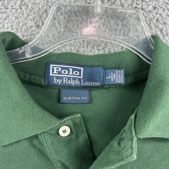 Ralph Lauren Polo Shirt Mens Large Green White Big Pony Long Sleeve Rugby Custom - Picture 5 of 7